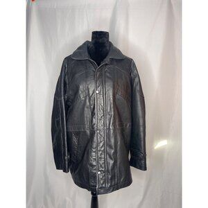 Vintage BOSA Black Leather Jacket Size 40  Quilted Lining  with Zipper & Snaps